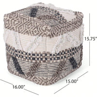 Handcrafted Cozy Woven Wool Pouf For Stylish Home Decor And Comfort
