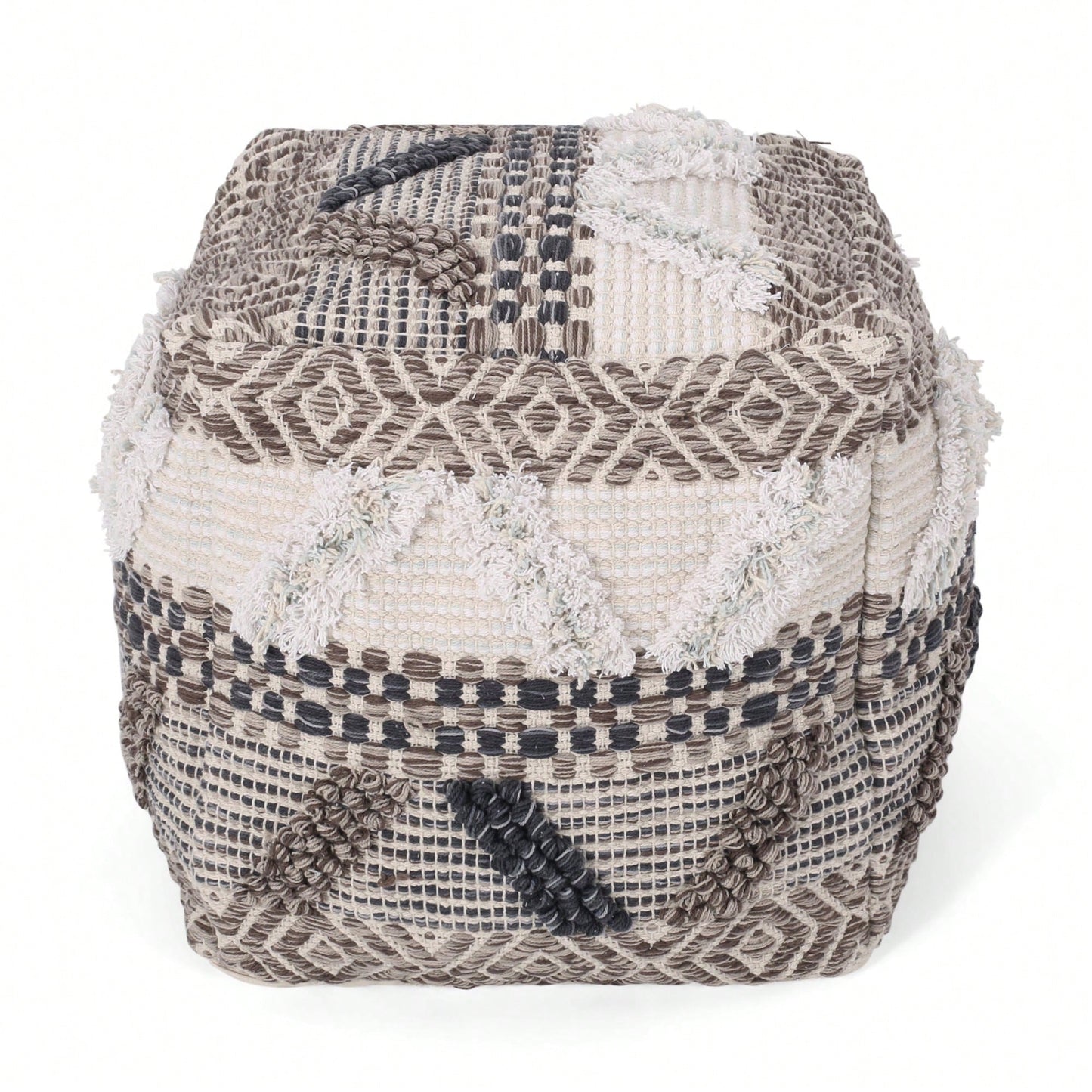 Handcrafted Cozy Woven Wool Pouf For Stylish Home Decor And Comfort