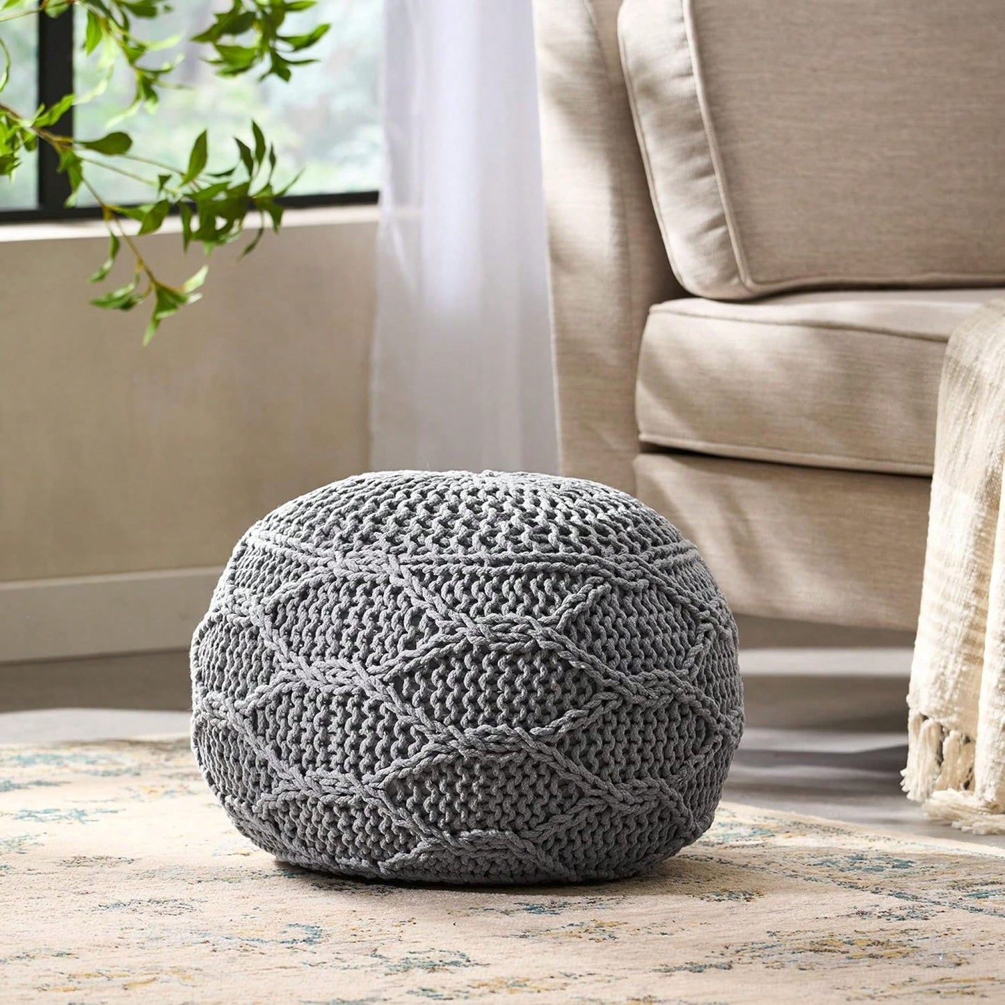 Coastal Chic Outdoor Pouf For Stylish Seating And Decor