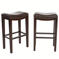Elegant Upholstered Barstool With Studded Accents For Modern Dining Spaces