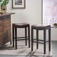 Elegant Upholstered Barstool With Studded Accents For Modern Dining Spaces