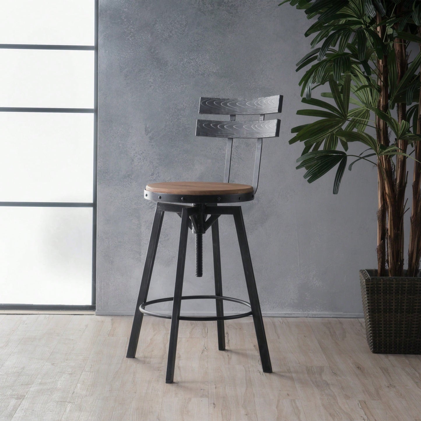 Stylish Metal Chair With Comfortable Wooden Seat For Dining And Living Spaces