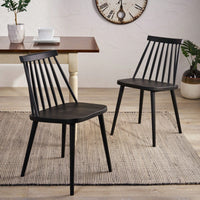 Rustic Black Spindle Back Dining Chairs Set Of 2 For Farmhouse Style Home Decor