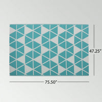Herringbone Pattern 4x6 Inch Polypropylene Area Rug For Indoor And Outdoor Use