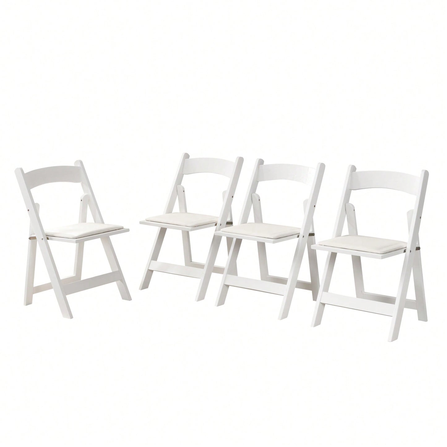 Beige Upholstered Folding Chair Set Of 4 With White Shelf For Space Saving Dining Room Solutions