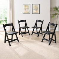 Beige Upholstered Folding Chair Set Of 4 With White Shelf For Space Saving Dining Room Solutions