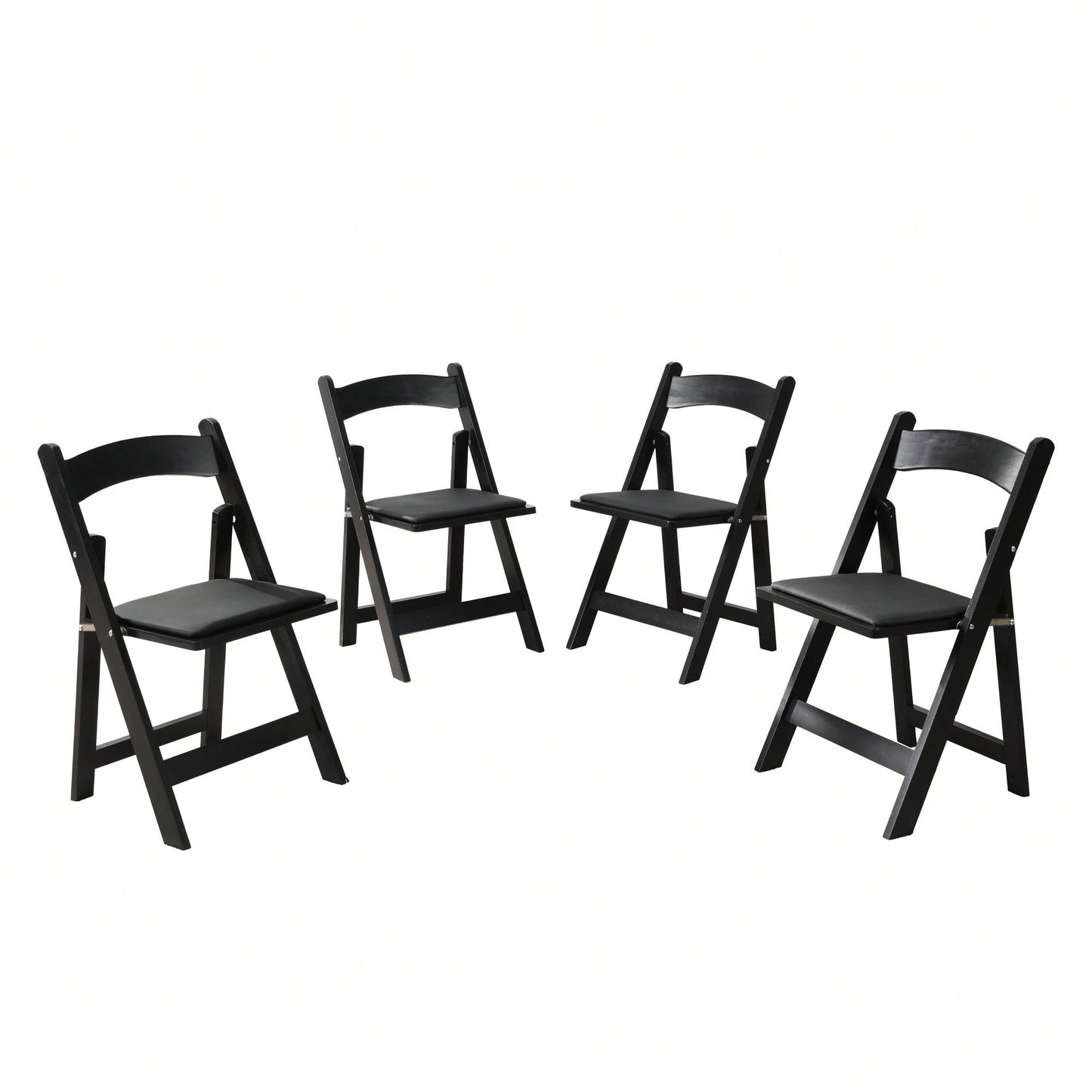 Beige Upholstered Folding Chair Set Of 4 With White Shelf For Space Saving Dining Room Solutions