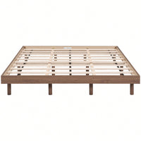 White Washed Modern Queen Floating Platform Bed Frame