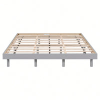 White Washed Modern Queen Floating Platform Bed Frame