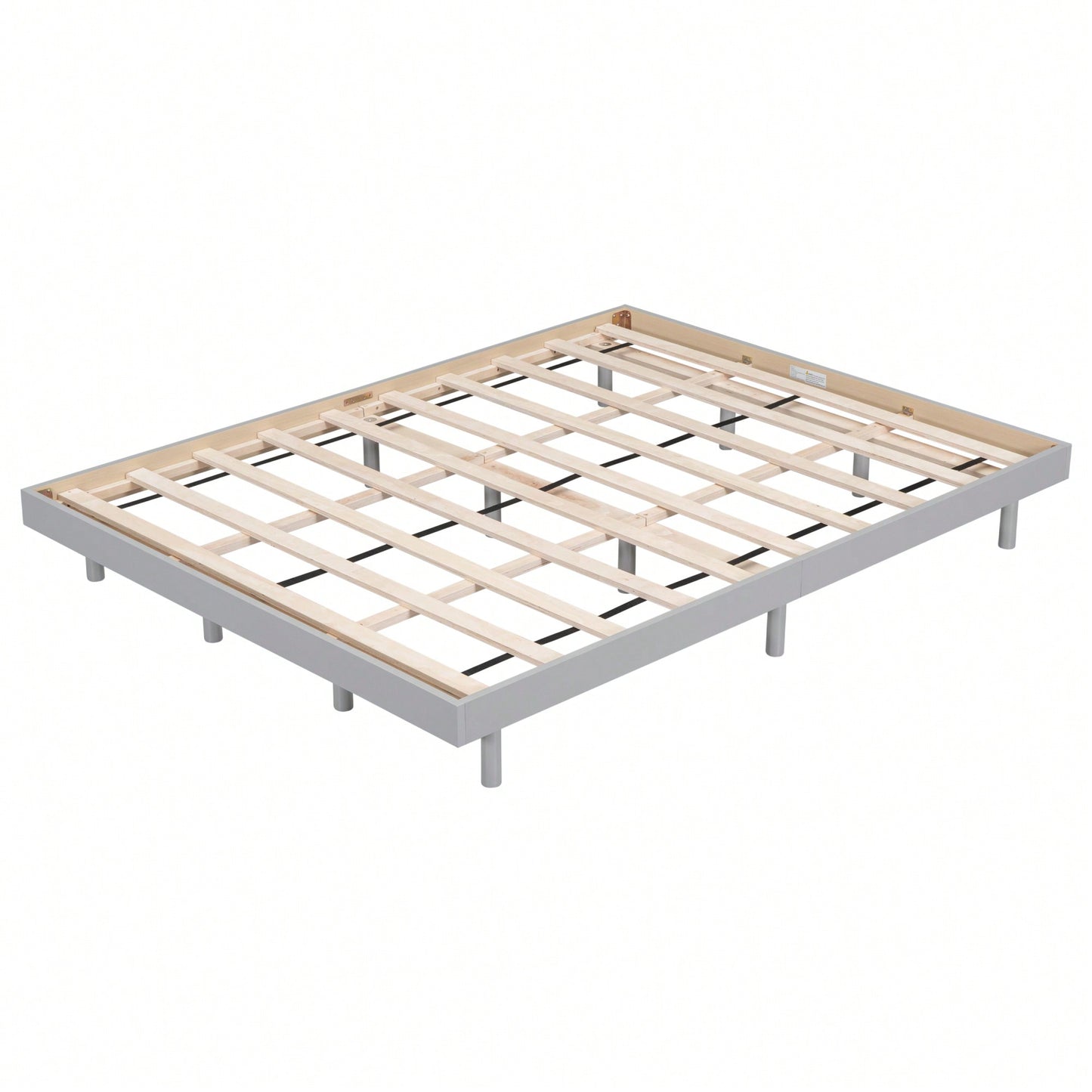 White Washed Modern Queen Floating Platform Bed Frame