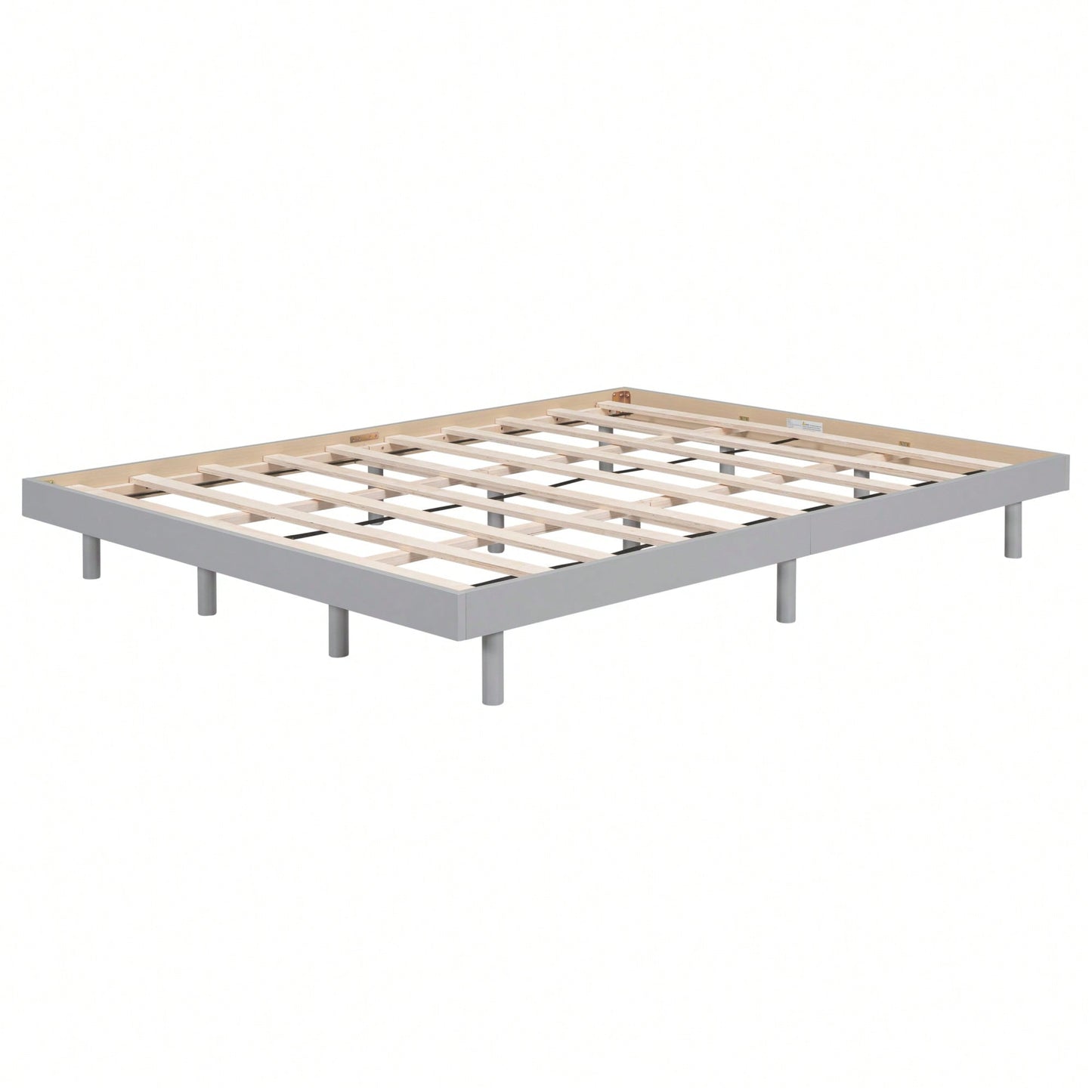 White Washed Modern Queen Floating Platform Bed Frame