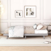 White Washed Modern Queen Floating Platform Bed Frame