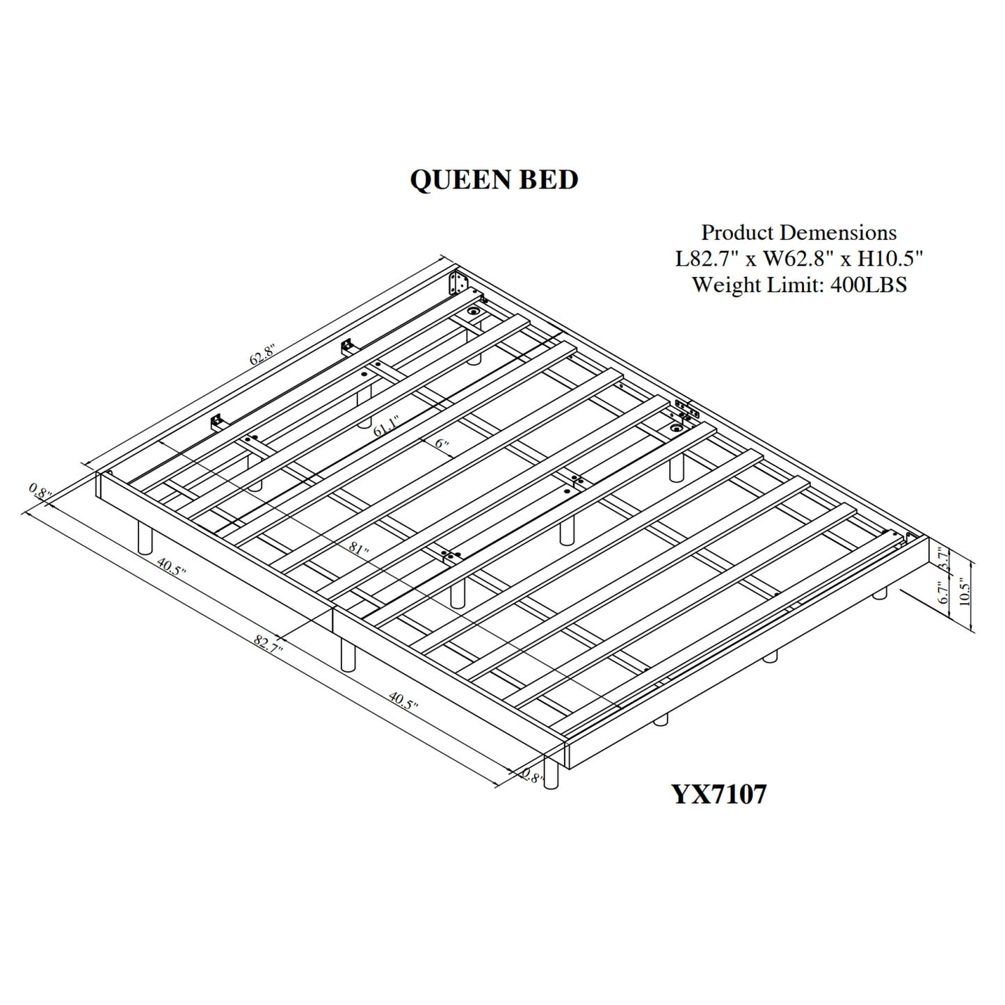 White Washed Modern Queen Floating Platform Bed Frame