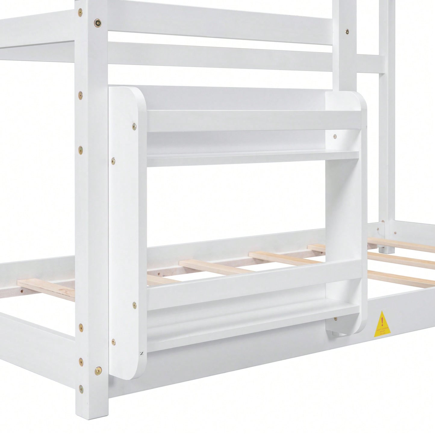 Twin Wooden House Bed With Shelf No Box Spring White Floor Bed