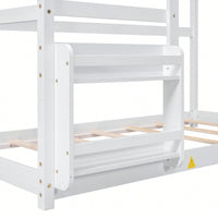Twin Wooden House Bed With Shelf No Box Spring White Floor Bed