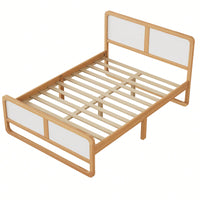 Modern Solid Wood Full Size Platform Bed For Kids And Adults No Box Spring Needed Walnut And White Finish