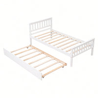 Space-Saving Twin Bed With Trundle And Headboard, No Box Spring Required, Ideal For Small Bedrooms And Living Spaces, White Finish