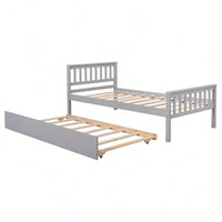 Space-Saving Twin Bed With Trundle And Headboard, No Box Spring Required, Ideal For Small Bedrooms And Living Spaces, White Finish