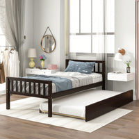 Space-Saving Twin Bed With Trundle And Headboard, No Box Spring Required, Ideal For Small Bedrooms And Living Spaces, White Finish