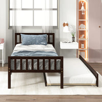 Space-Saving Twin Bed With Trundle And Headboard, No Box Spring Required, Ideal For Small Bedrooms And Living Spaces, White Finish