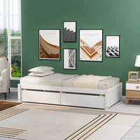 Solid Wood Twin Bed With 2 Storage Drawers No Box Spring Required