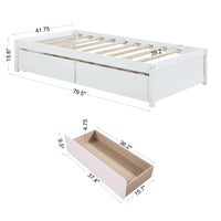Solid Wood Twin Bed With 2 Storage Drawers No Box Spring Required