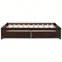 Solid Wood Twin Bed With 2 Storage Drawers No Box Spring Required