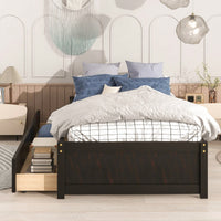 Solid Wood Twin Bed With 2 Storage Drawers No Box Spring Required