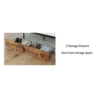 Upholstered King Size Bed Frame With Storage Drawers And LED Headboard, Charging Station, No Box Spring Required, Easy Assembly