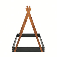 Twin Size Triangle Structure Tent Floor Bed In Black And Brown