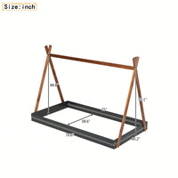 Twin Size Triangle Structure Tent Floor Bed In Black And Brown