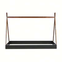 Twin Size Triangle Structure Tent Floor Bed In Black And Brown