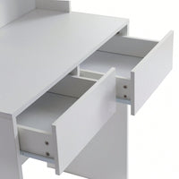 Elegant White Vanity Desk With Mirror And Two Drawers For Stylish Dressing And Organization