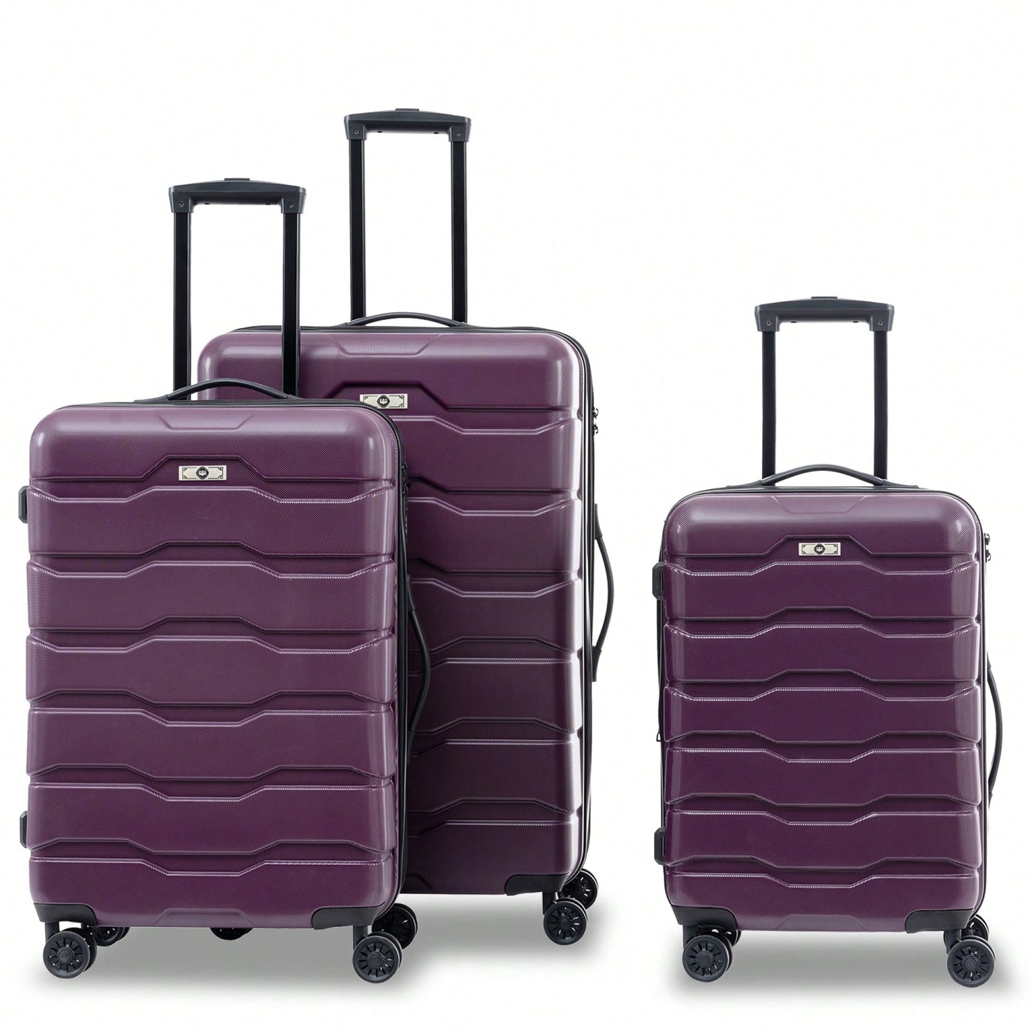 Lightweight Durable 3-Piece Hardshell Luggage Set With Spinner Wheels And TSA Lock - Purple 20/24/28 Inch Suitcases