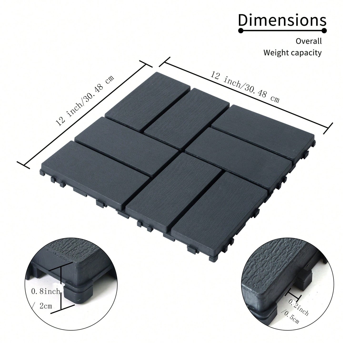 Waterproof Interlocking Deck Tiles 12x12 For All Weather Use Poolside Balcony Backyard Bathroom Easy Installation Grey 44 Pack