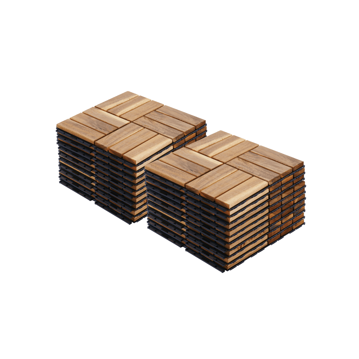 Interlocking 20 Piece 12x12 Inch Yellow Acacia Hardwood Deck Tiles For Outdoor Patio Balcony Poolside Flooring