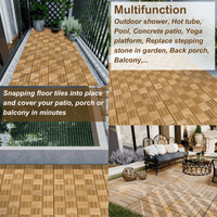 Interlocking 20 Piece 12x12 Inch Yellow Acacia Hardwood Deck Tiles For Outdoor Patio Balcony Poolside Flooring