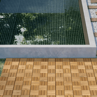 Interlocking 20 Piece 12x12 Inch Yellow Acacia Hardwood Deck Tiles For Outdoor Patio Balcony Poolside Flooring