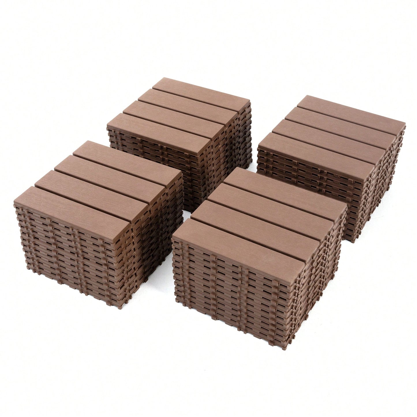 Waterproof Interlocking Patio Deck Tiles 12x12 Inch 44 Pack For Outdoor Use Poolside Balcony Backyard Brown