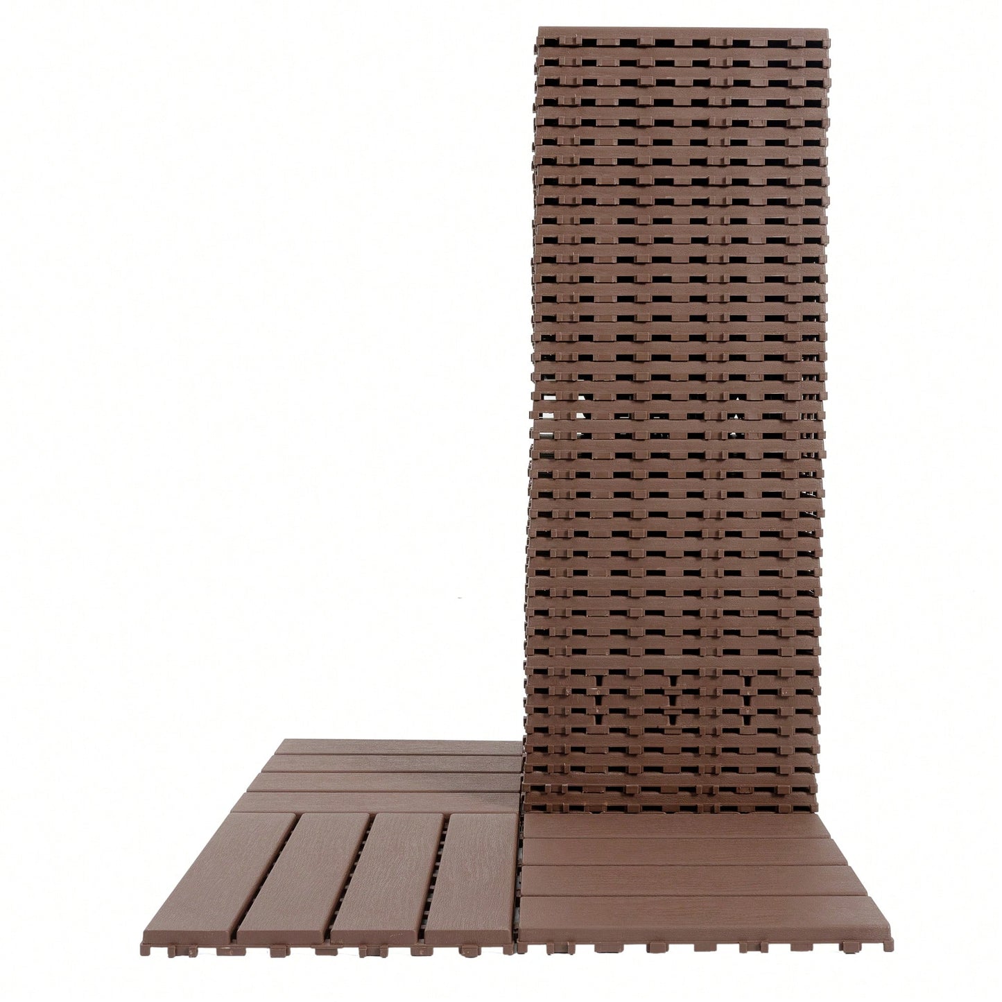 Waterproof Interlocking Patio Deck Tiles 12x12 Inch 44 Pack For Outdoor Use Poolside Balcony Backyard Brown