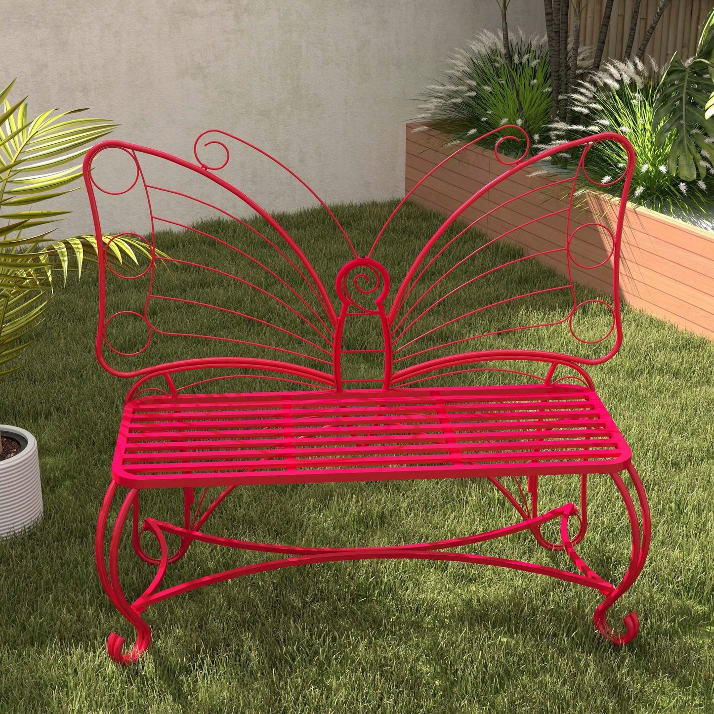 Butterfly Design Cast Metal Outdoor Garden Bench For Patio And Park Seating