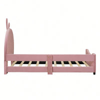 Pink Twin Size Upholstered Daybed With Cute Rabbit Ear Headboard