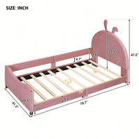 Pink Twin Size Upholstered Daybed With Cute Rabbit Ear Headboard