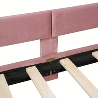 Pink Twin Size Upholstered Daybed With Cute Rabbit Ear Headboard