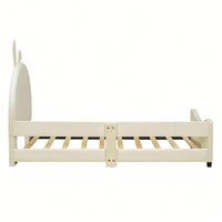 Pink Twin Size Upholstered Daybed With Cute Rabbit Ear Headboard
