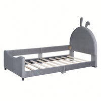 Pink Twin Size Upholstered Daybed With Cute Rabbit Ear Headboard