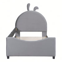 Pink Twin Size Upholstered Daybed With Cute Rabbit Ear Headboard