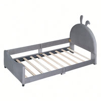 Pink Twin Size Upholstered Daybed With Cute Rabbit Ear Headboard