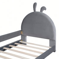 Pink Twin Size Upholstered Daybed With Cute Rabbit Ear Headboard