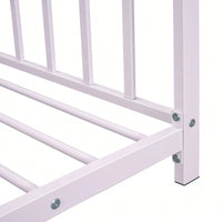 Stylish White Twin Size Metal Platform Bed Frame For Modern Bedrooms